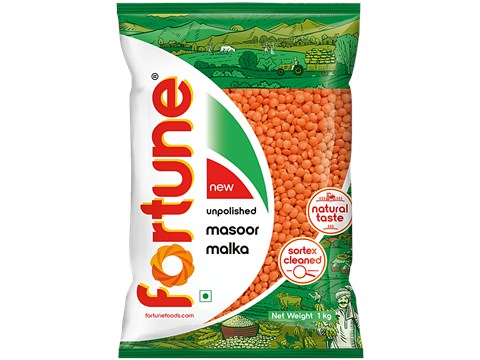 Fortune Unpolished Masoor Malka Desi Dal, 1 kg