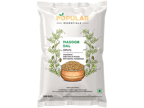 Popular Essentials Masoor Dal Split - Unpolished, 500 g