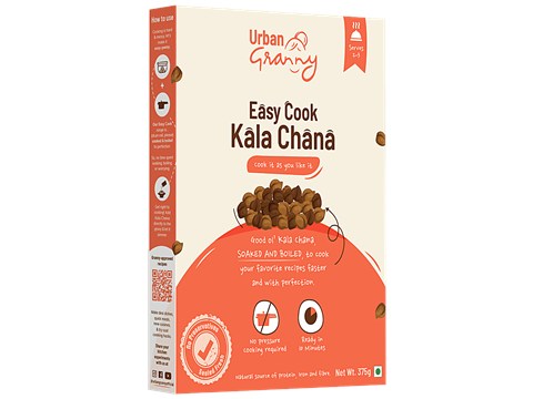 Urban Granny  Easy Cook Kala Chana - Rich In Protein, Fibre, No Preservatives, 375 g