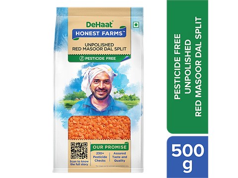 Dehaat Honest Farms Unpolished Red Masoor Dal Split - Pesticide Free, 500 g