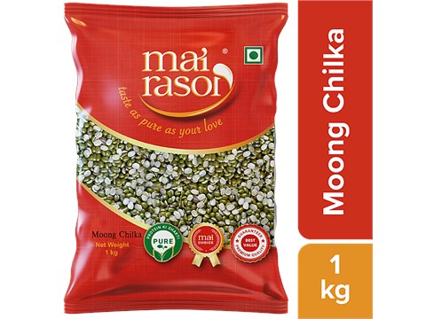 Mai Rasoi Green Hari Moong Dal - Split, Chilka, Unpolished, Protein & Fibre Rich, For Soups, Porridge, 1 kg