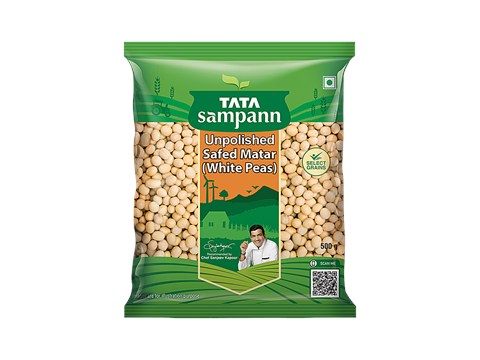 Tata Sampann Unpolished Safed Matar/White Peas, 500 g