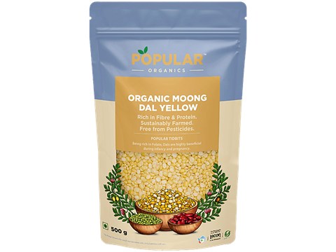 Popular Organics Organic Moong Dal Yellow, 500 g