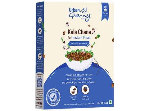 Urban Granny  Kala Chana For Instant Meals - Pre-Soaked & Boiled, No Pressure Cooking Required, 200 g