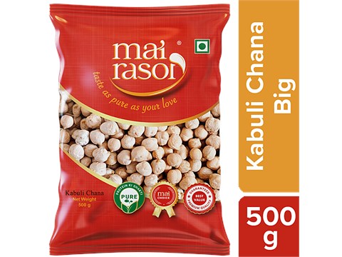 Mai Rasoi Kabuli Chana/Punjabi Chhole - Big, Bold Grains, Premium Quality, For Gravies, Soups & Salads, 500 g