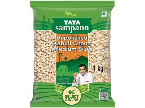 Tata Sampann Unpolished Kabuli Chana - Medium Size, 1 kg