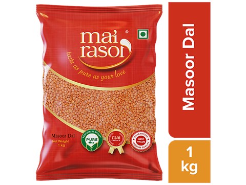 Mai Rasoi Malka Masoor Dal - Unpolished, Protein & Fibre Rich, For Making Soups, Porridge, 1 kg