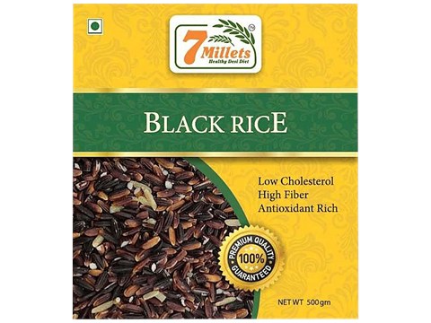 7Millets Black Rice - Premium Quality, Raw, Unpolished, Low Cholesterol, Antioxidant Rich, 500 g
