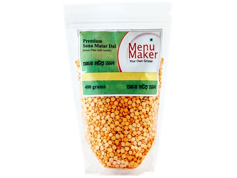 Menu Maker Sona Matar Dal/Green Peas Split Lentils - Premium Quality, Earthy Taste, 400 g