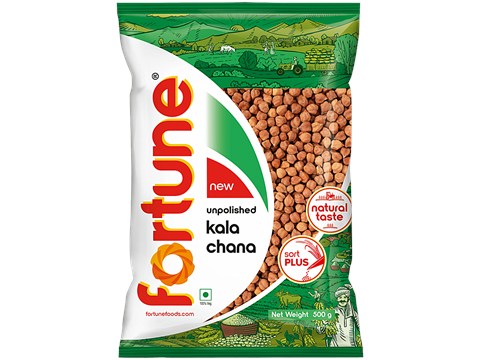 Fortune Unpolished Kala Chana, 500 g