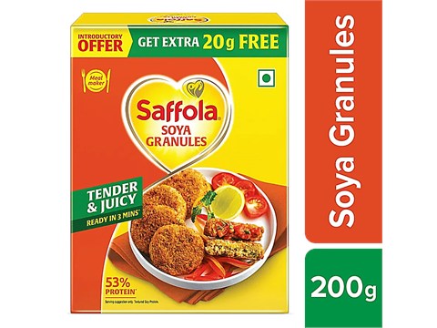 Saffola Soya Granules - Tender & Juicy, High In Protein & Fibre, 200 g