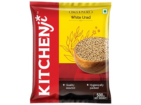 Kitchenji White Urad Dal - Whole, Loaded With Nutrients, 500 g