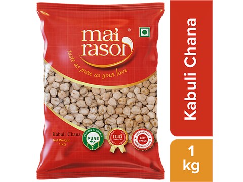 Mai Rasoi Kabuli  Chana - High Quality, Protein & Fibre Rich, For Making Soups, Gravy, Salads, 1 kg