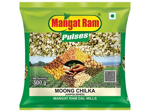 Mangat Ram Pulses Unpolished Moong Chilka Dal, 500 g