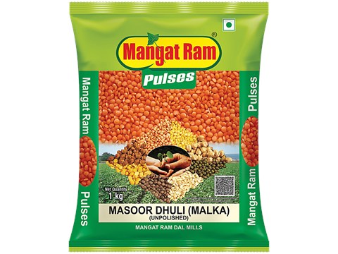 Mangat Ram Pulses Unpolished Masoor Dhuli, 1 kg