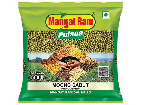 Mangat Ram Pulses Unpolished Moong Sabut, 500 g