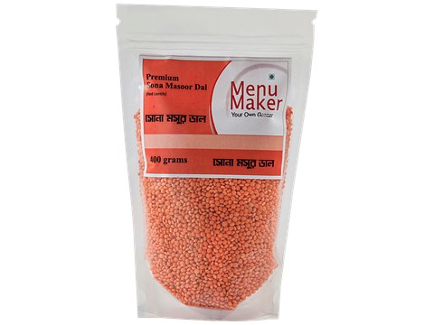 Menu Maker Sona Masoor Dal/Red Lentils - Premium Quality, Rich In Protein, 400 g