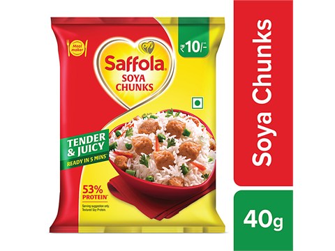 Saffola Meal Maker Soya Chunks - High Protein, Ready In 5 Minutes, Tender & Juicy, 40 g