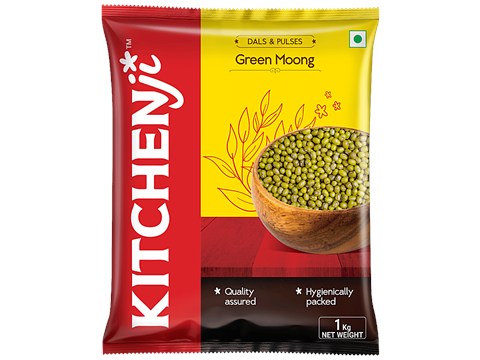 Kitchenji Green Moong Whole, 1 kg