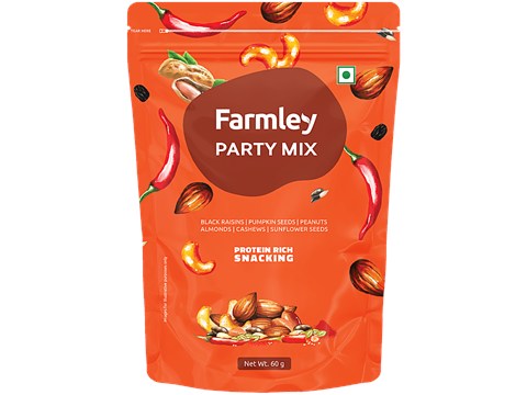Farmley Party Mix - Mixed Nuts, Healthy Snacks Contains Mixed Dry Fruits, Nuts & Seeds, 60 g