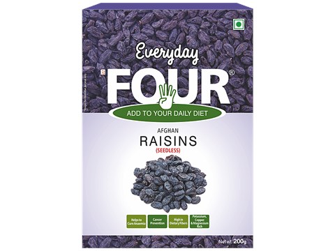 Everyday Four Afghan Black Raisins - Seedless, Helps In Anaemia, Prevents Cancer, 200 g