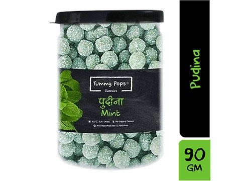 Tummy Pops Mouth Freshener/ Mukhwas - Classic Pudina, After-Meal Digestive, 90 g