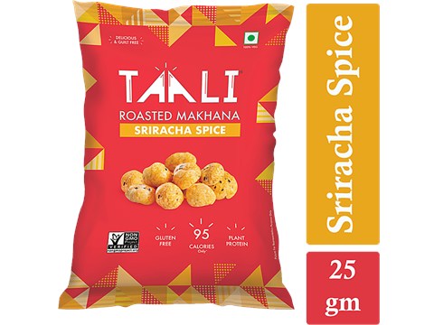 Taali Roasted Makhana - Sriracha Spice, Non-GMO, Plant-Protein, Gluten Free, 25 g