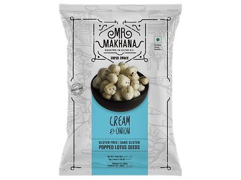 MR. MAKHANA Popped Lotus Seeds - Cream & Onion, 75 g