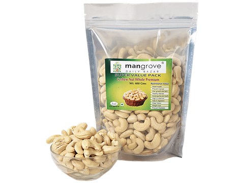 Mangrove Daily Bazar MANGROVE DAILY BAZAR Cashew Nut Whole Premium - Rich In Taste, 400 g