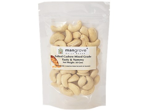 Mangrove Daily Bazar MANGROVE DAILY BAZAR Salted Cashew Mixed Grade - Crunchy, 50 g