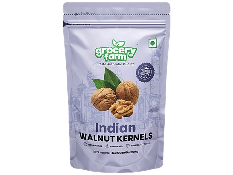 Grocery Farm Indian Walnut Kernels - Natural, Premium & Healthy, No Additives, 200 g