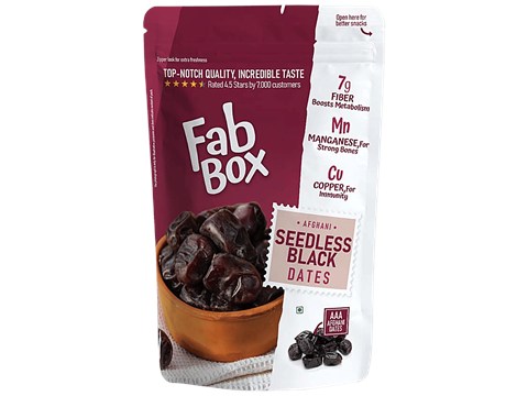 Fabbox Seedless Black Dates/Kala Khajura-Afghani - High Fibre, Aids Digestion, 140 g