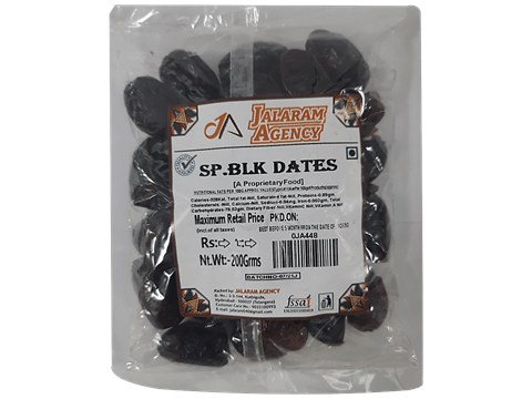 Jalaram Black Dates - Rich In Vitamins, Minerals, Energy & Fibre, No Preservatives, 200 g