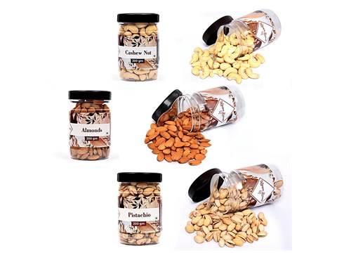 Kitchen Grocery Dry Fruits Combo - Cashew Nut, Almond & Pistachio, Vacuum Packed, 600 g