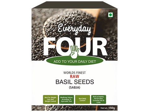 Everyday Four Raw Basil/Sabja/Tukmaria Seeds - Helps In Weight Loss & Control, 150 g