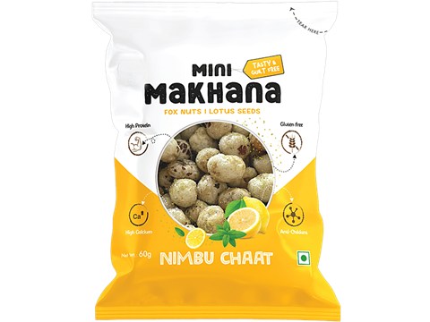 Protyze Mini Makhana - Nimbu Chat, High In Protein & Calcium, Gluten Free Snack, 60 g