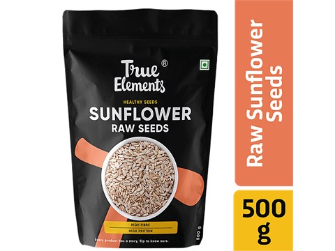 True Elements Raw Sunflower Seeds - Rich In Magnesium, Protein & Fibre, 500 g