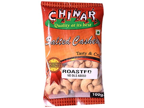 Chinar Salted Cashew - Roasted, No Added Oil, Tasty & Crispy, 100 g