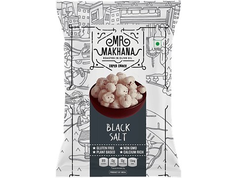 MR. MAKHANA Fox Nuts Black Salt - Delicious Teatime Snack, Popped Lotus Seeds, Roasted In Olive Oil, 20 g
