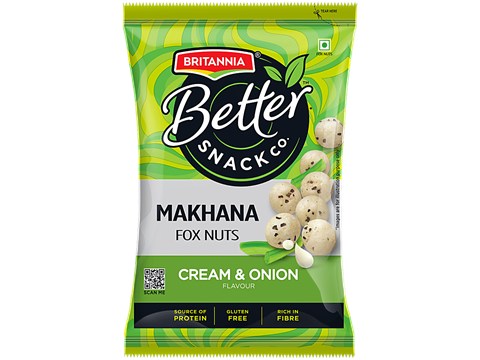 Britannia Better Snack Co.Makhana/Foxnuts - Cream & Onion Flavour, 75 g