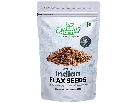 Grocery Farm Indian Roasted Flax Seeds - Premium & Hand Picked, Natural, 200 g