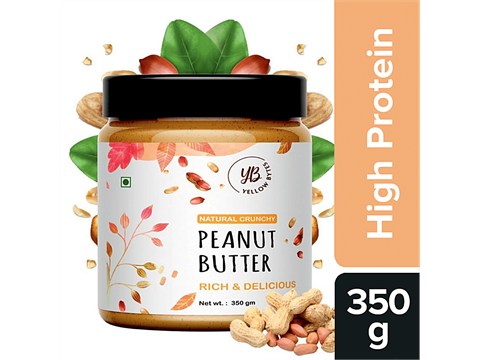 Yellow Bytes Peanut Butter - Natural Crunchy, 350 g