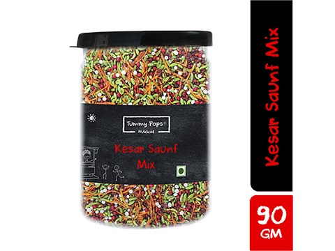 Tummy Pops Mouth Freshener/ Mukhwas - Nukkad Kesar Saunf Mix, Aromatic, After Meal Digestive, 90 g