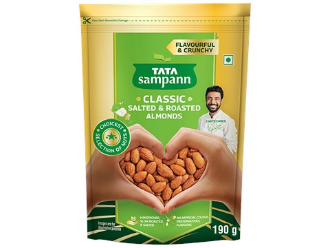 Tata Sampann Classic Salted & Roasted Almonds/Badam, 190 g