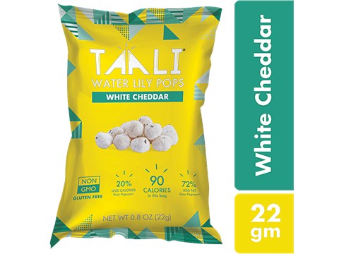 Taali Water Lily Pops/Roasted Makhana - Gluten, Grain, Corn Free, White Cheddar Flavour, 22 g