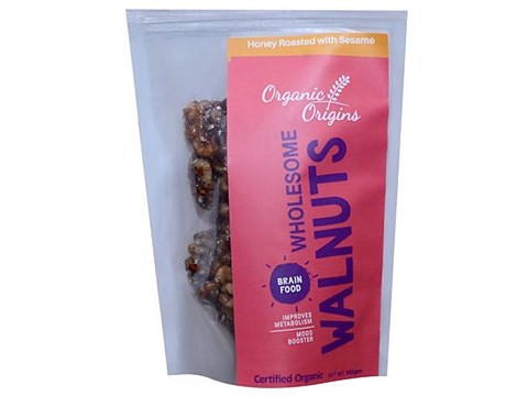ORGANIC ORIGINS Walnuts - Honey Roasted with Sesame, 145 g