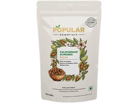 Popular Essentials California Almonds/Badam, 250 g