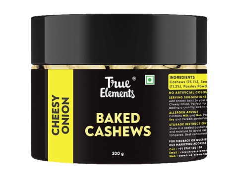 True Elements Baked Cashews - Cheesy Onion, 200 g