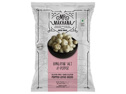 MR. MAKHANA Popped Lotus Seeds - Himalaya Salt & Pepper, 75 g