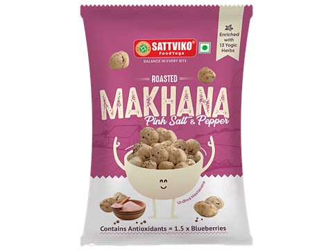 Sattviko Pink Salt & Pepper Roasted Makhana, 52 g